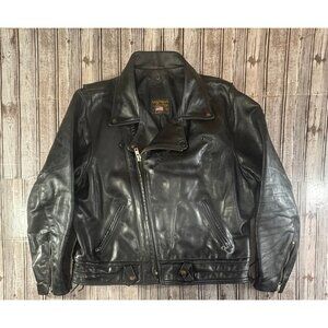 VANSONS Heavy Biker motorcycle leather jacket size 50 color Black made in USA